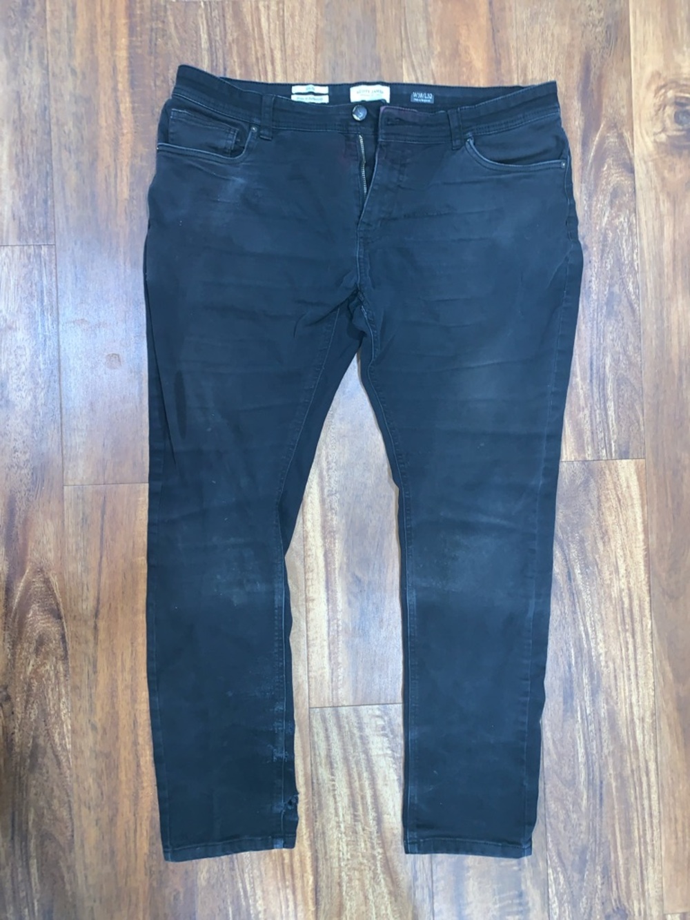 Scott James Designer England Black Slim Fit Jeans W38 L32 Rugged workwear Jeans